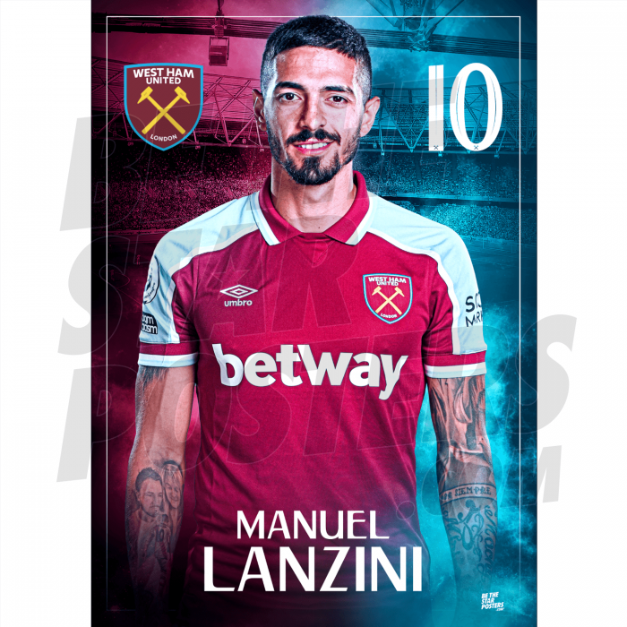 Lanzini West Ham United Headshot Poster A4 21/22