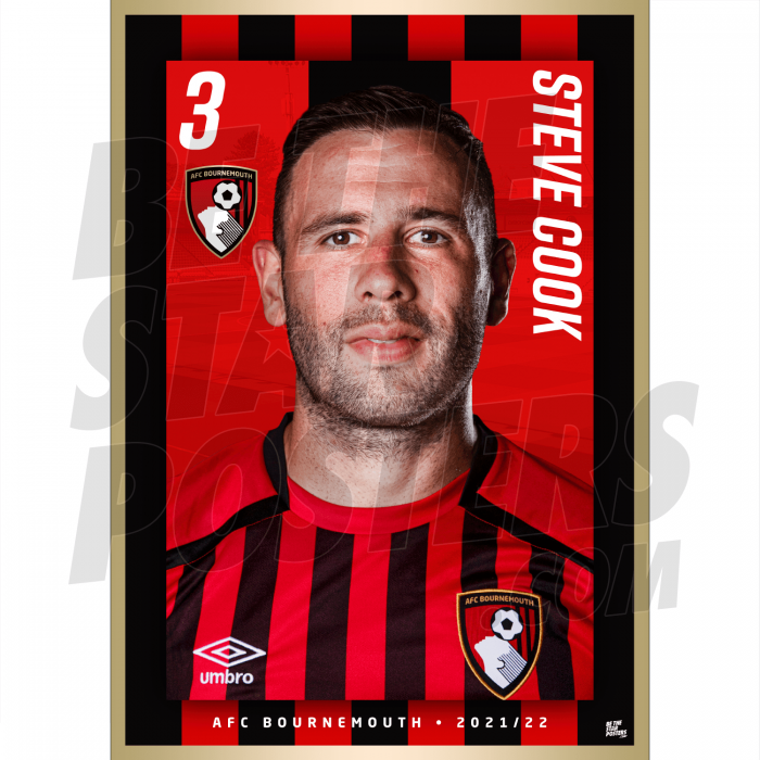 S.Cook AFC Bournemouth Headshot Poster A4 21/22